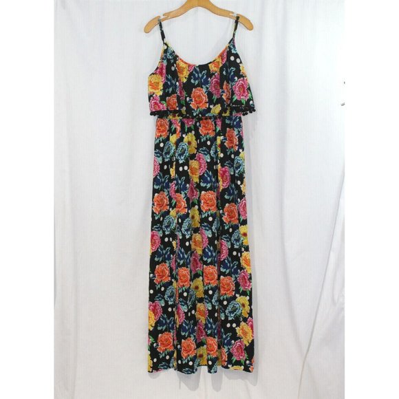ASOS Dresses & Skirts - Asos Womens Multicolor Floral Polka Dot Pom Pom Trim Maxi Dress/Swim Coverup 8